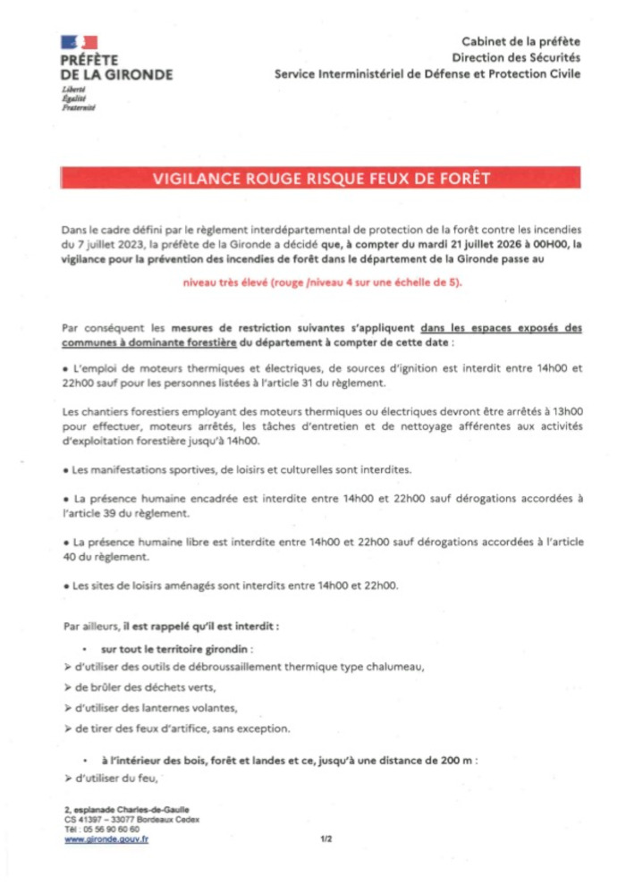 2026 07 20 Vigilance ROUGE Feux de forets recto 700